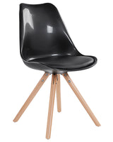Dining Chairs Black Faux Leather Seat Sleek Wooden Legs Modern Beliani