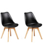 Set of 2 Dining Chairs Black Faux Leather Sleek Wooden Legs Beliani