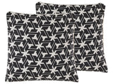 Set of 2 Scatter Cushions Black And White Cotton 45 x 45 cm  Removable Cases with Polyester Filling  Beliani