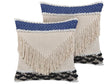 Set of 2 Scatter Cushions Beige Cotton 45 x 45 cm Pillow Case Textured Fringe with Polyester Filling  Beliani