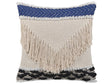 Scatter Cushion Beige Cotton 45 x 45 cm Pillow Case Textured Fringe with Polyester Filling  Beliani