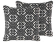 Set of 2 Scatter Cushions Black And White Cotton 45 x 45 cm Removable Cover with Polyester Filling  Beliani