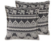 Set of 2 Scatter Cushions Black And White Cotton 45 x 45 cm Removable Cases with Polyester Filling  Beliani