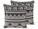 Set of 2 Scatter Cushions Black And White Cotton 45 x 45 cm Removable Cases with Polyester Filling  Beliani