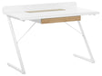 Home Office Desk White and Light Wood MDF 120 x 60 cm with 1 Drawer Metal Legs Scandinavian Design Beliani
