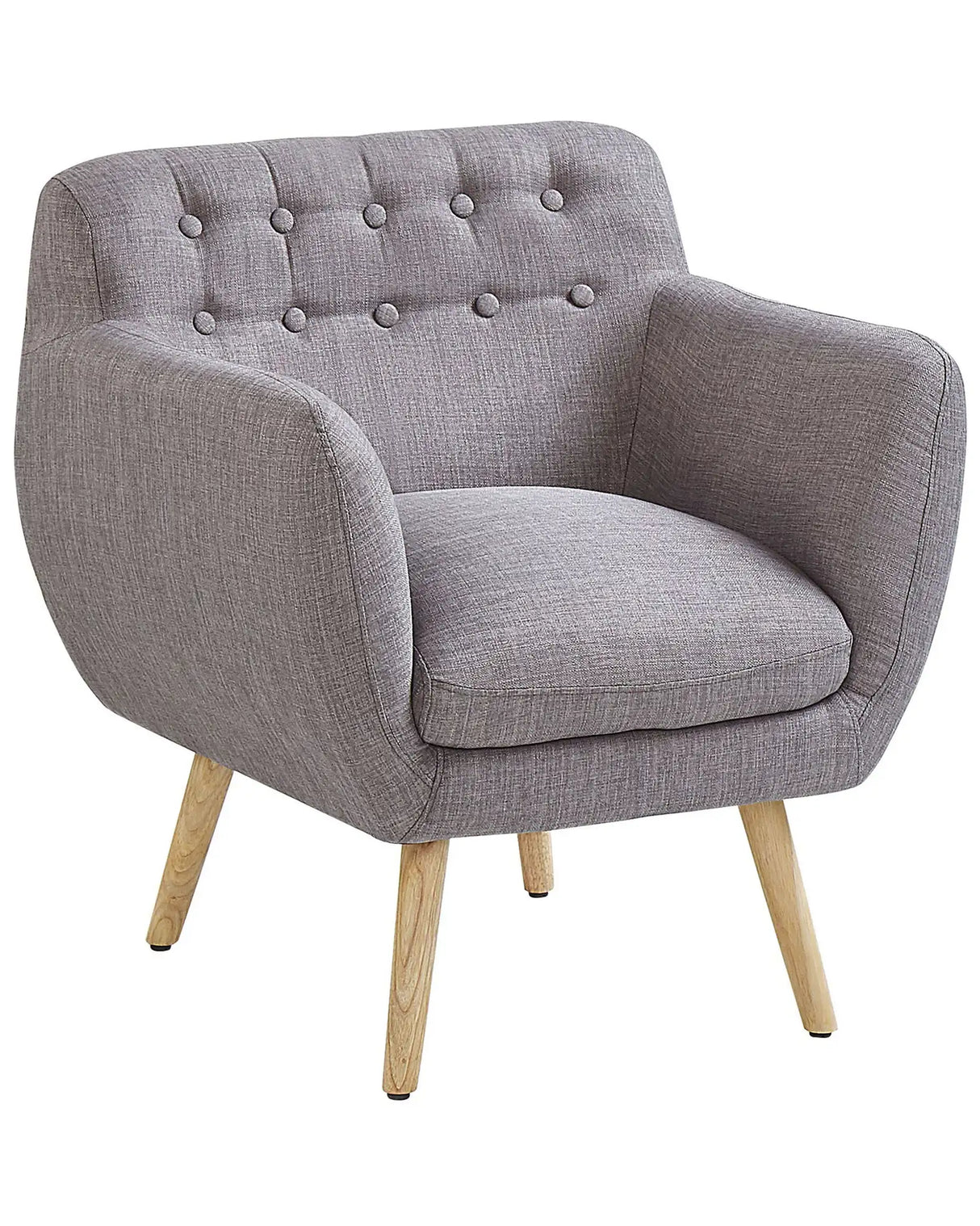 Armchair Grey Fabric Upholstery Buttoned Retro Club Chair Retro Style Beliani