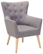Armchair Grey Fabric Upholstery Buttoned Wooden Legs Retro Style Beliani
