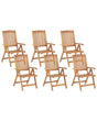 Set of 6 Garden Chairs Light Acacia Wood Folding Feature UV Resistant Rustic Style Beliani