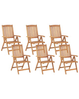 Set of 6 Garden Chairs Light Acacia Wood Folding Feature UV Resistant Rustic Style Beliani