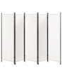 Room Divider White Polyester Black Steel Frame 5 Panels Decorative Screen Partition Beliani