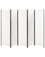 Room Divider White Polyester Black Steel Frame 5 Panels Decorative Screen Partition Beliani