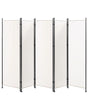 Room Divider White Polyester Black Steel Frame 5 Panels Decorative Screen Partition Beliani