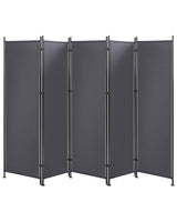 Room Divider Grey Polyester Black Steel Frame 5 Panels Decorative Screen Partition Beliani