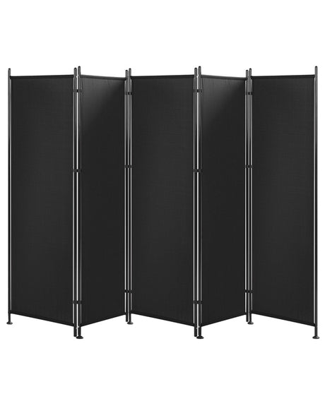 Room Divider Black Polyester Black Steel Frame 5 Panels Decorative Screen Partition  Beliani