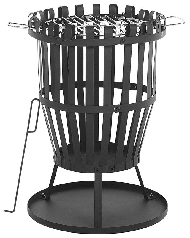 Fire Pit Black Steel Openwork for Wood Coal Grill Outdoor Garden Beliani