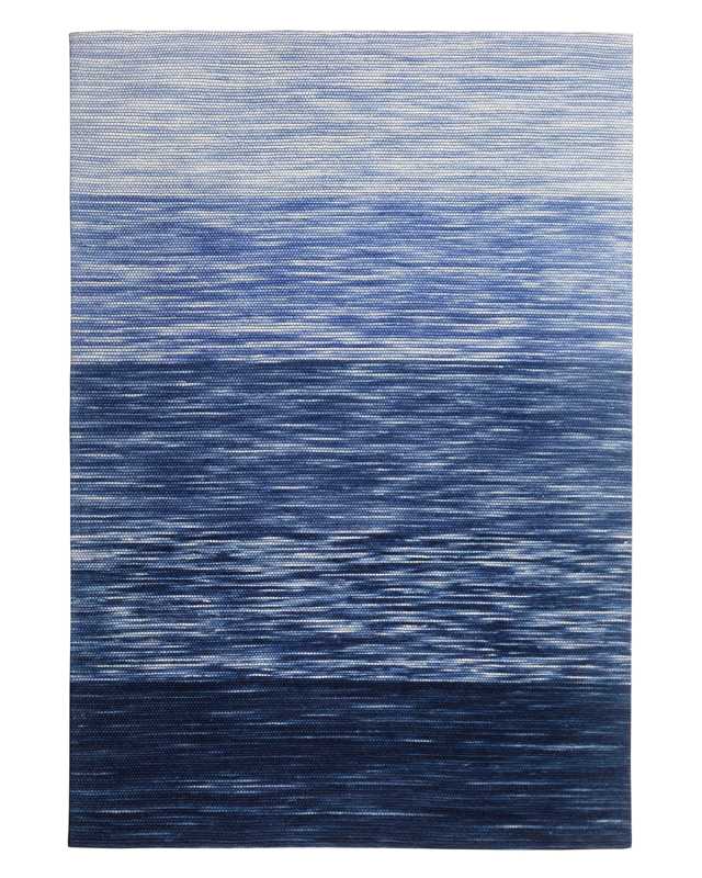 Rug Blue Wool and Polyester 140 x 200 cm Hand Woven Modern Design Beliani