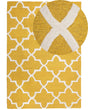 Area Rug Yellow Wool 160 x 230 cm Trellis Quatrefoil Pattern Hand Tufted Oriental Moroccan Clover Beliani