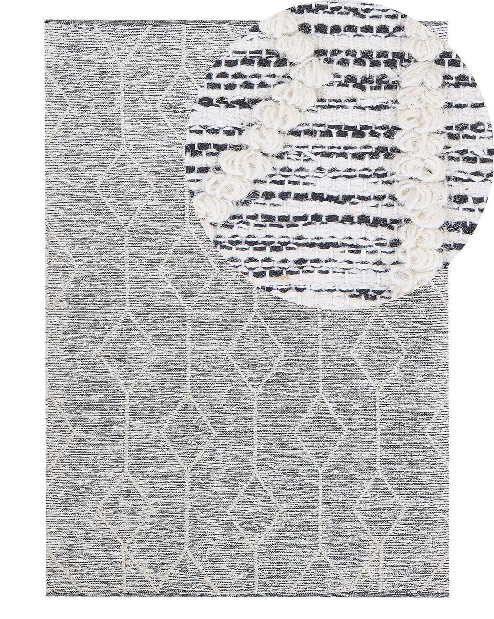 Rug Grey with Beige Wool Cotton Blend 140 x 200 cm Modern Geometric Hand Woven Flat Weave Beliani