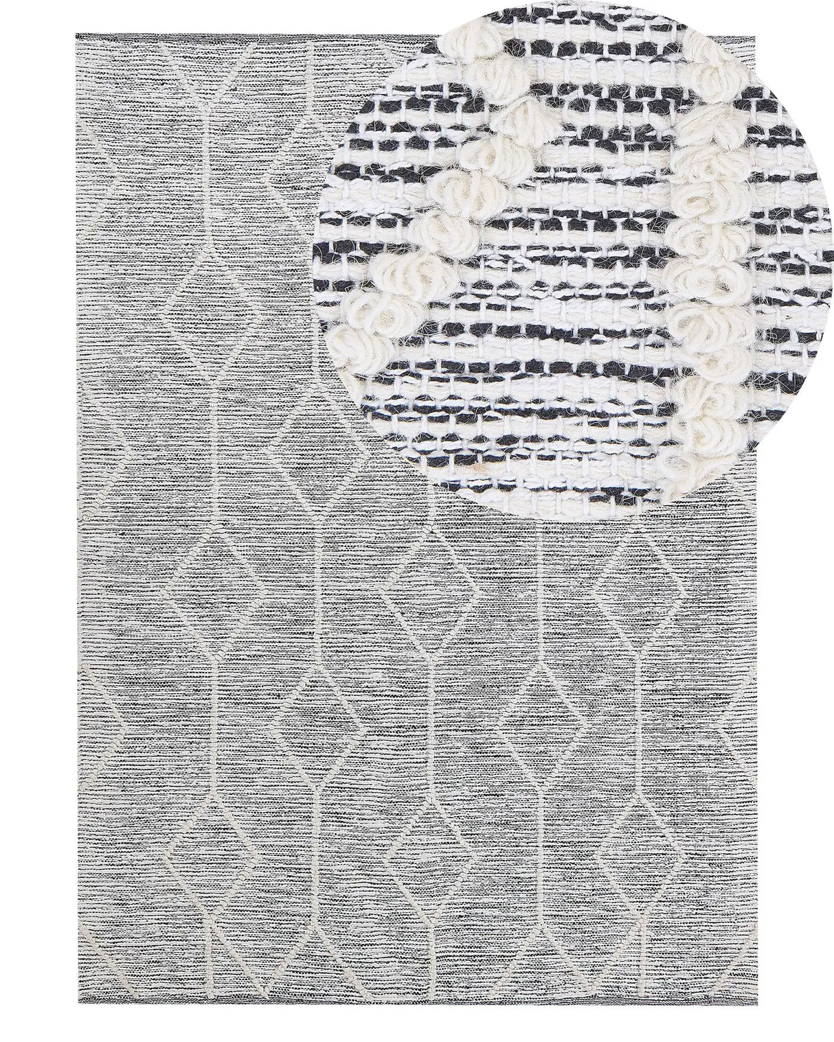 Rug Grey with Beige Wool Cotton Blend 140 x 200 cm Modern Geometric Hand Woven Flat Weave Beliani