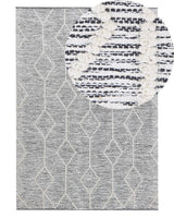 Rug Grey with Beige Wool Cotton Blend 140 x 200 cm Modern Geometric Hand Woven Flat Weave Beliani