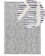 Rug Grey with Beige Wool Cotton Blend 140 x 200 cm Modern Geometric Hand Woven Flat Weave Beliani