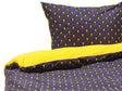 Duvet Cover and Pillowcase Set Dark Blue and Yellow Cotton Blend 135 x 200 cm Modern Bedroom Beliani