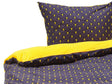Duvet Cover and 2 Pillowcases Set Dark Blue and Yellow Cotton Blend 155 x 220 cm Modern Bedroom Beliani