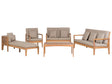 Garden Conversation Set Light Certified Acacia Wood 7 Seater with Grey Cushions Beliani