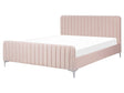 Bed Frame Pastel Pink Velvet EU King Size 5ft3 Tufted Headboard Metal Legs Modern Design Beliani