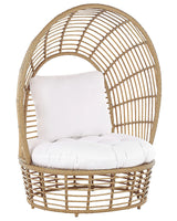 Basket Chair Beige Rattan Sitting Cushion High Backrest Boho Terrace Living Room Beliani