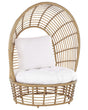 Basket Chair Beige Rattan Sitting Cushion High Backrest Boho Terrace Living Room Beliani