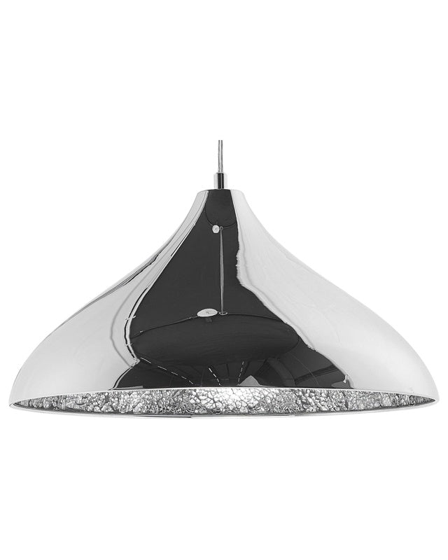 Ceiling Light Pendant Silver with Cracked Glass Lamp Beliani