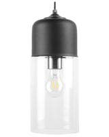 Hanging Light Pendant Lamp Black Transparent Glass Shade Geometric Cylindrical Modern Design Beliani