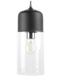 Hanging Light Pendant Lamp Black Transparent Glass Shade Geometric Cylindrical Modern Design Beliani