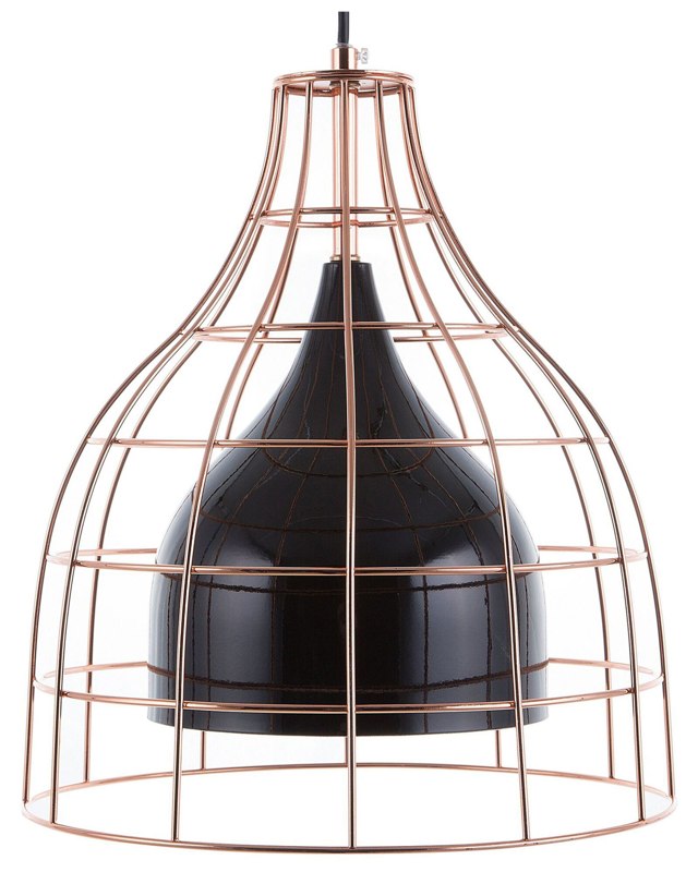 Ceiling Lamp Black Metal 121 cm Pendant Copper Cage Shade Industrial Beliani