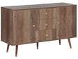 Sideboard Dark Brown 2 Door 3 Drawer Cabinet Storage Unit Rustic Style Beliani