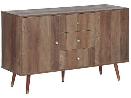 Sideboard Dark Brown 2 Door 3 Drawer Cabinet Storage Unit Rustic Style Beliani