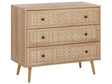 Rattan 3 Drawer Chest Wicker Front 90 x 79 cm Light Wood Pine Legs Ponca Beliani