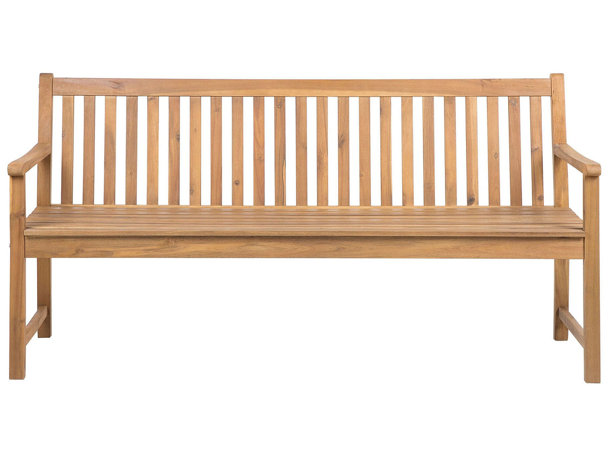 Garden Bench Light Acacia Wood 180 cm Slatted Design Outdoor Patio Rustic Style Beliani
