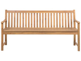Garden Bench Light Acacia Wood 180 cm Slatted Design Outdoor Patio Rustic Style Beliani