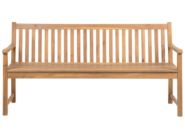 Garden Bench Light Acacia Wood 180 cm Slatted Design Outdoor Patio Rustic Style Beliani