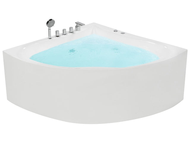 Corner Whirlpool Bath White with Silver Sanitary Acrylic Single 133 x 187 cm Hydromassage Modern Beliani