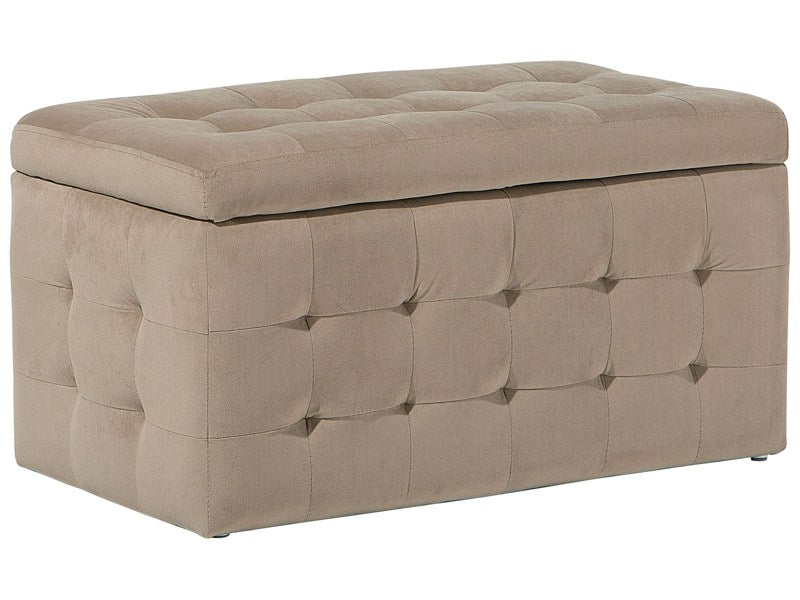 Ottoman Light Brown Velvet Tufted Upholstery Bedroom Bench with Storage Beliani