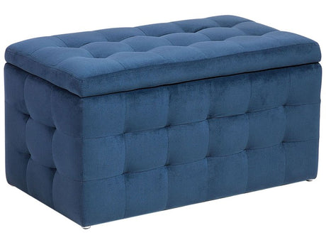 Ottoman Dark Blue Velvet Tufted Upholstery Bedroom Bench with Storage Beliani