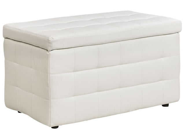 Ottoman White Faux Leather Tufted Upholstery Bedroom Bench with Storage Beliani