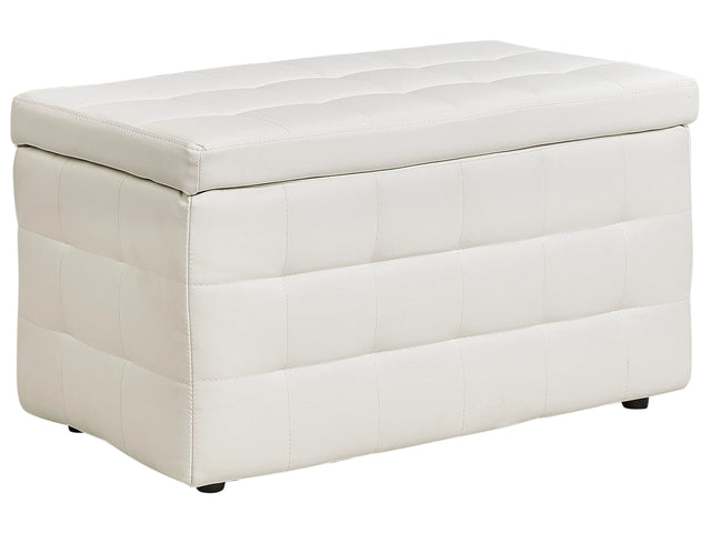 Ottoman White Faux Leather Tufted Upholstery Bedroom Bench with Storage Beliani