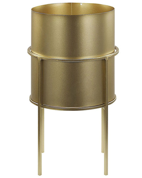 Plant Stand Gold Iron 15 x 15 x 28 cm Indoor Outdoor Metal Flower Pot UV Resistant Modern Industrial Standing Planter Beliani