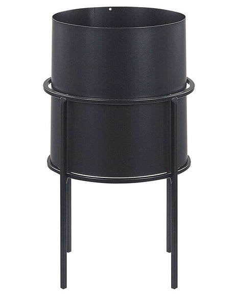 Plant Stand Black Iron 16 x 16 x 28 cm Indoor Outdoor Metal Flower Pot UV Resistant Modern Industrial Standing Planter Beliani