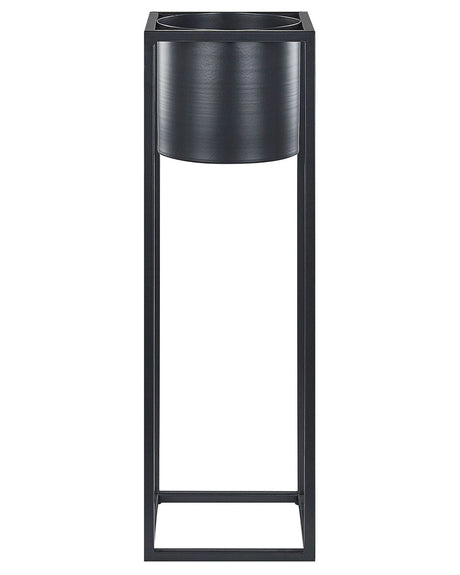 Plant Stand Black Iron 15 x 15 x 50 cm Indoor Outdoor Metal Flower Pot UV Resistant Modern Industrial Standing Planter Beliani