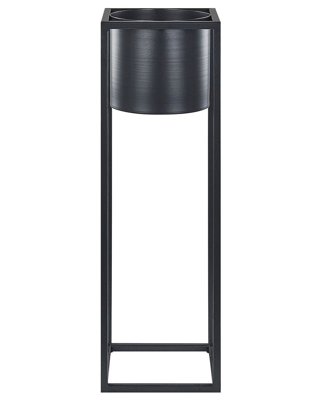 Plant Stand Black Iron 15 x 15 x 50 cm Indoor Outdoor Metal Flower Pot UV Resistant Modern Industrial Standing Planter Beliani